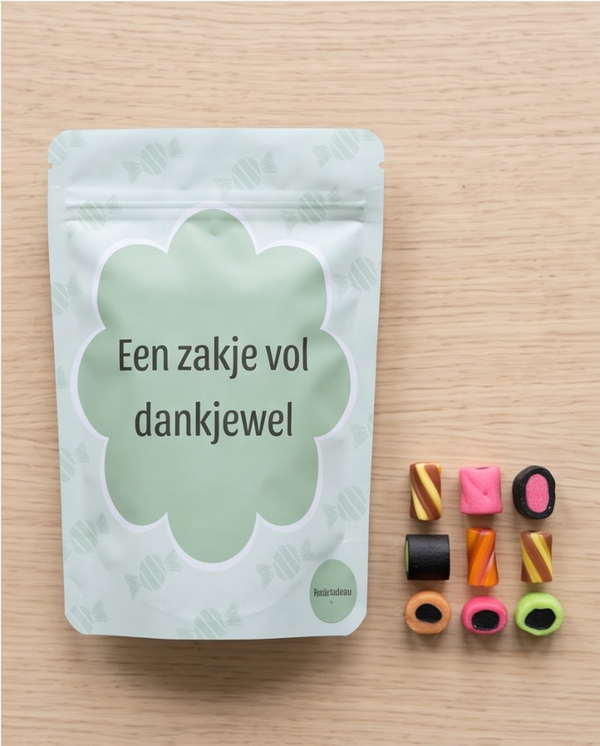 Een zakje vol dankjewel – Snoepcadeau 70 gram
