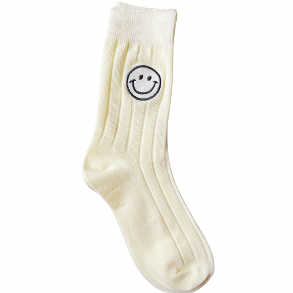 vrolijke sokken smiley wit- zwarte smiley