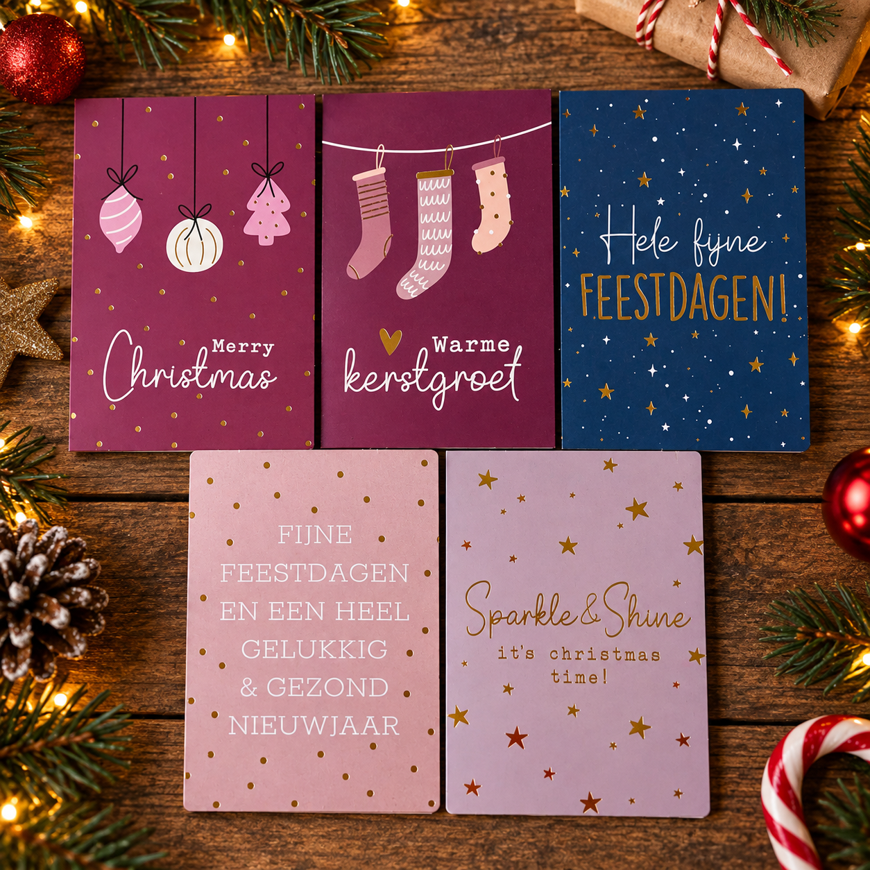 Set van 5 Kerstkaarten | Boxie Cadeau