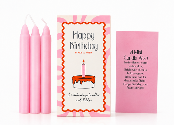 Set van 3 geurloze 'Happy Birthday'-kaarsen in een doos
