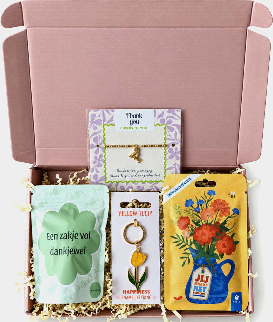Een boxie vol dankjewel – Bedankt cadeau met thee & armband