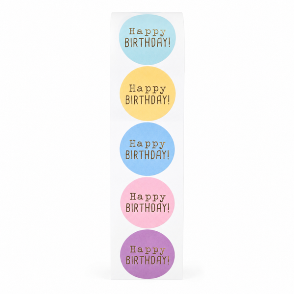 Gekleurde Stickers Happy Birthday | Set van 5