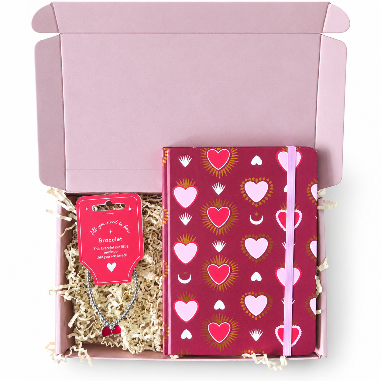Hart voor jou – cadeaupakket met notitieboek en armband
