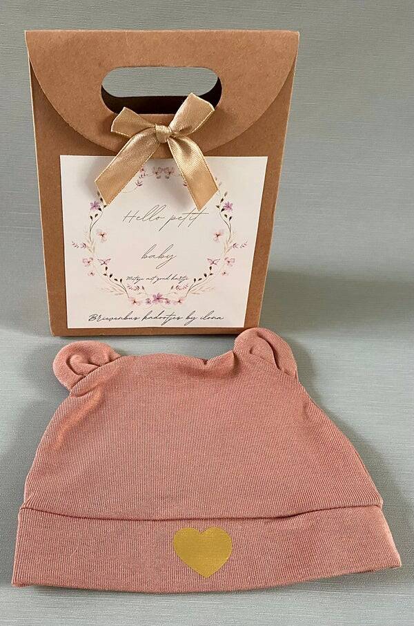 gift boxie - hello petit baby - mutsje goud hartje