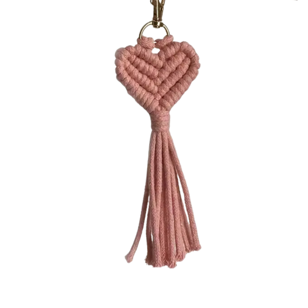 macrame sleutelhanger - old roze