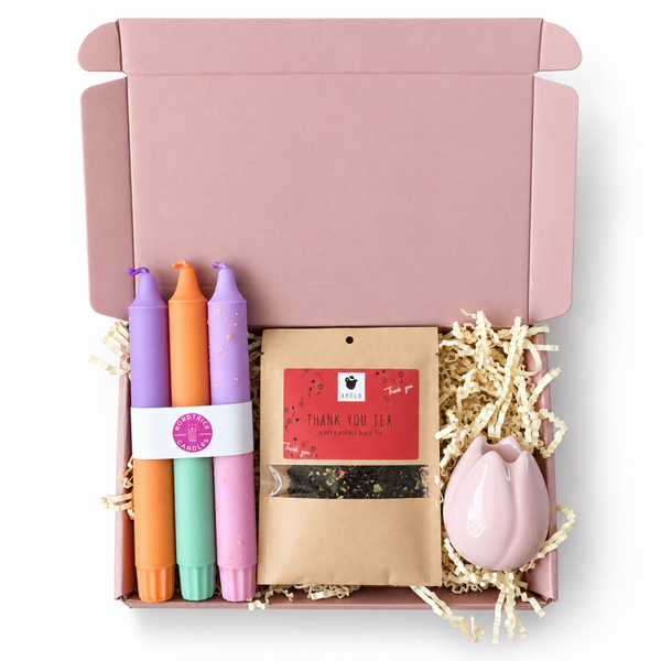Een warm bedankje – Cadeaubox met thee & kaarsen