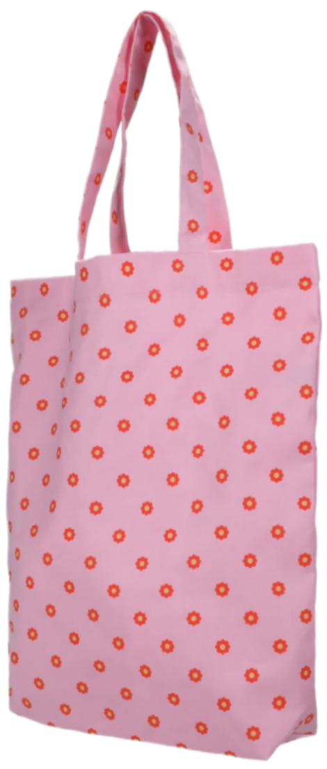 katoen tas - flower light fuchsia