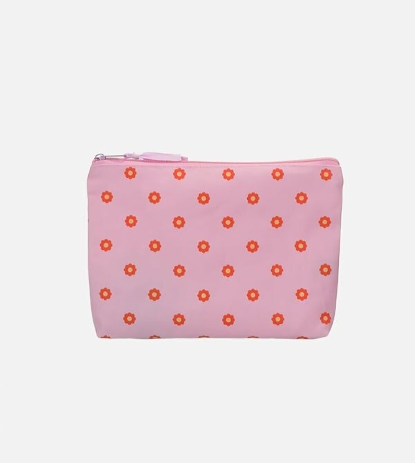 toilet tas - flower licht fuchsia