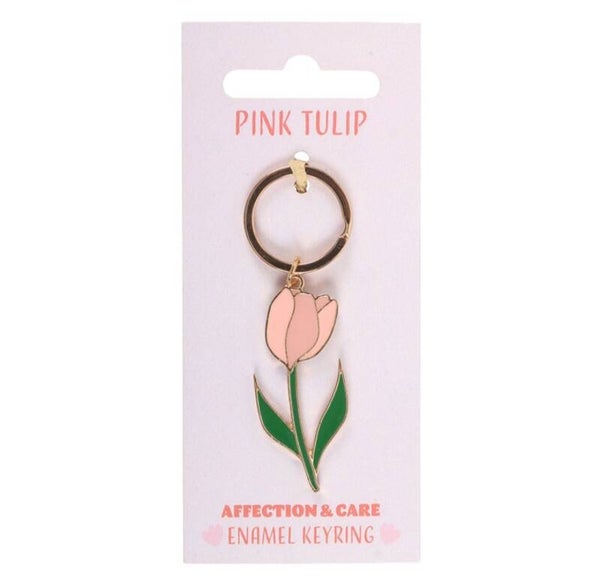 Roze tulp sleutelhanger