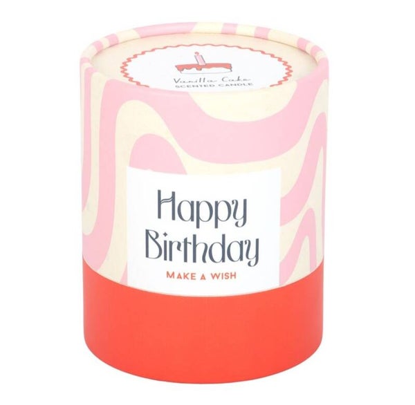 Glaskaars met de geur van vanillecake ‘Happy Birthday
