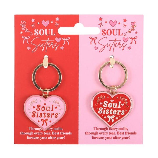 Sleutelhangers in de vorm van een hartje met het thema 'Soul Sisters