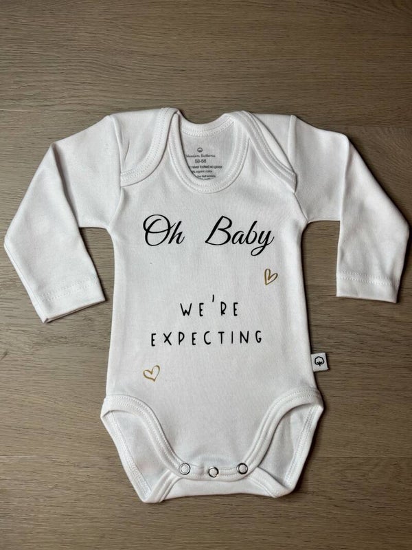 Romper lange mouw - Wit met tekst