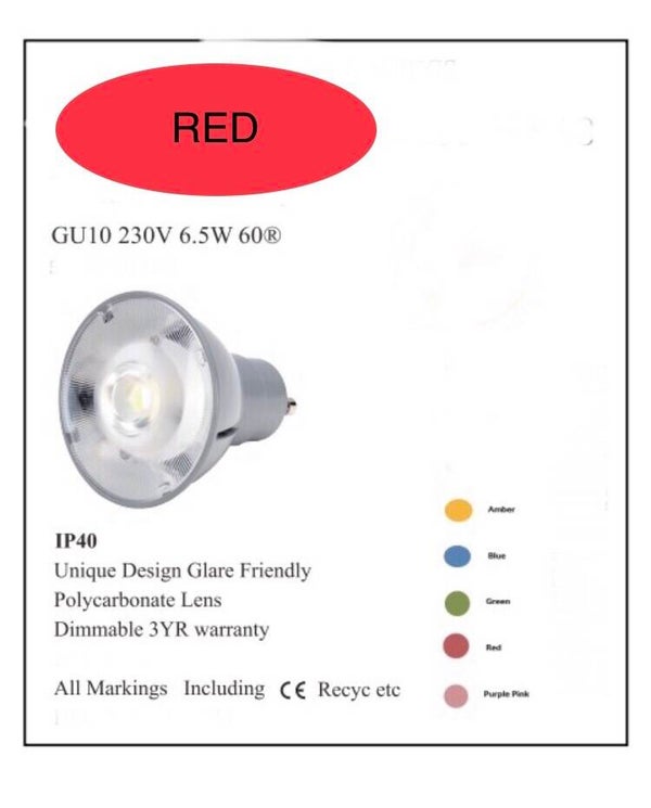 GU10 FIRE RED 6.5W DIMMABLE