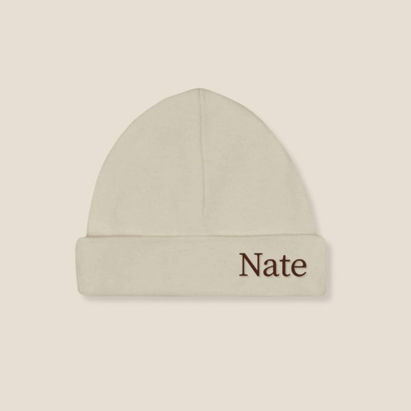 babymuts met naam | greige