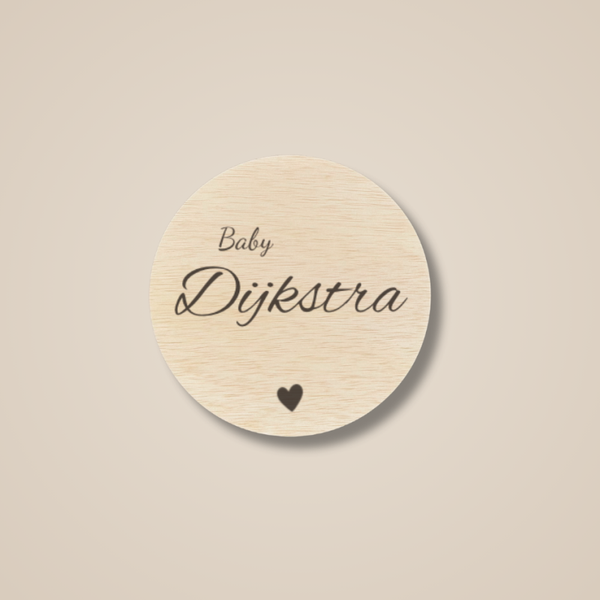 Zwangerschapsaankondiging | rond | baby achternaam