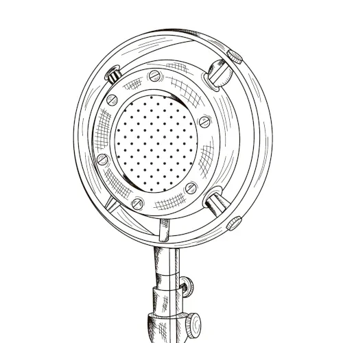 Illustration d'un micro de studio servant de lien vers la page Voix-off de Pauline Chaix.