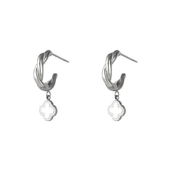 Stainless steel oorbellen Clover