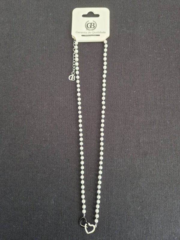 Collier en acier cœurs entrelacés argenté