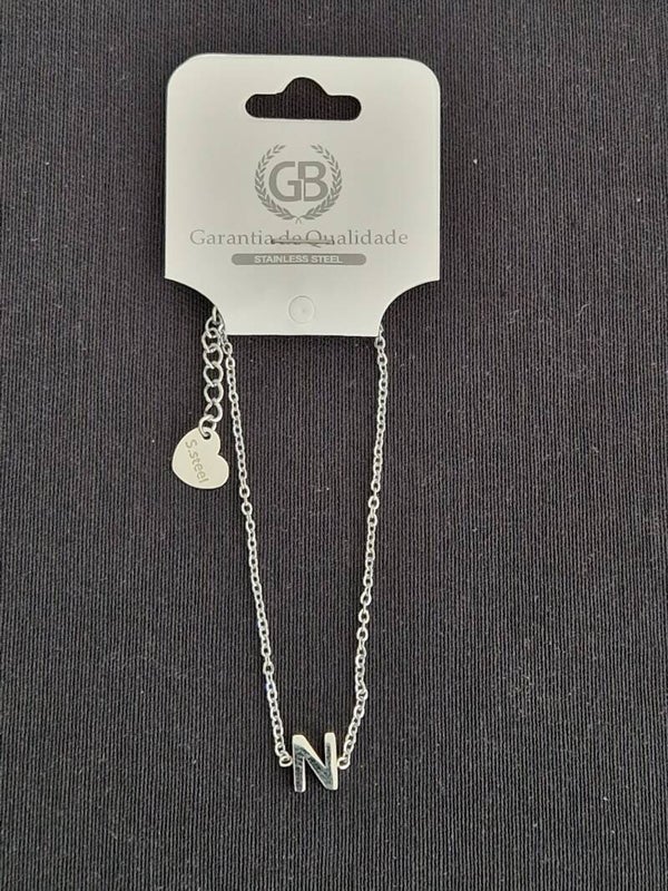 Bracelet en acier lettre N argenté