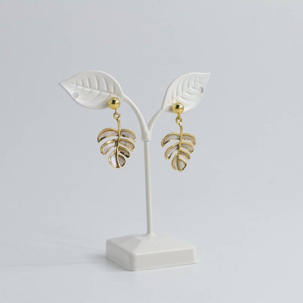 Lies Cerise Oorbellen Monstera Blanca