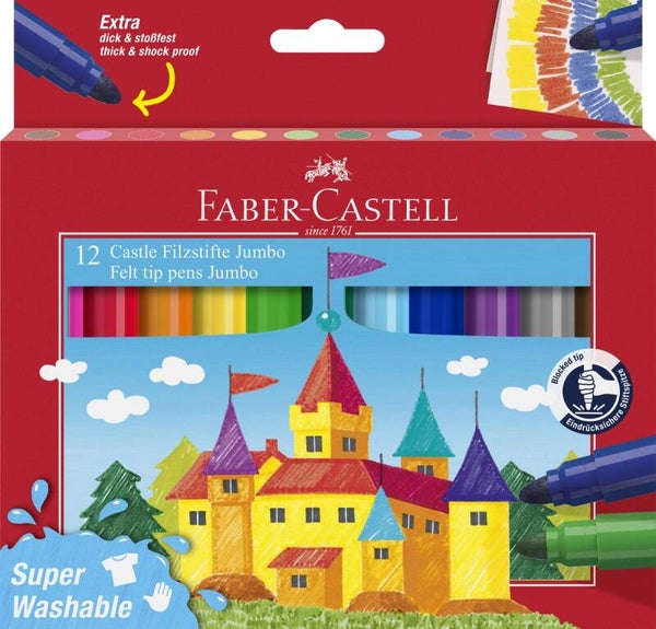 Faber-Castell viltstiften voor kinderen - Jumbo - 12 stuks - super wasbaar