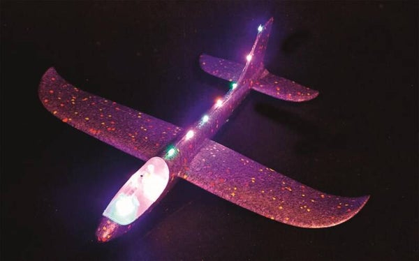 Zweefvliegtuig met verlichting 47 cm 3 assorti