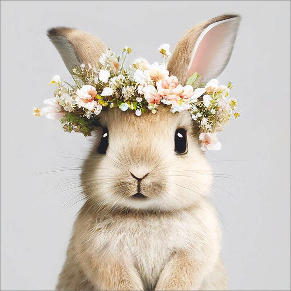 Lovely Bunny - Wenskaart met envelop - zonder tekst - 15 x 15 cm.