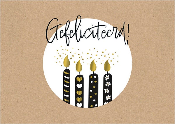 Wenskaart - Gefeliciteerd! - met kraft envelop