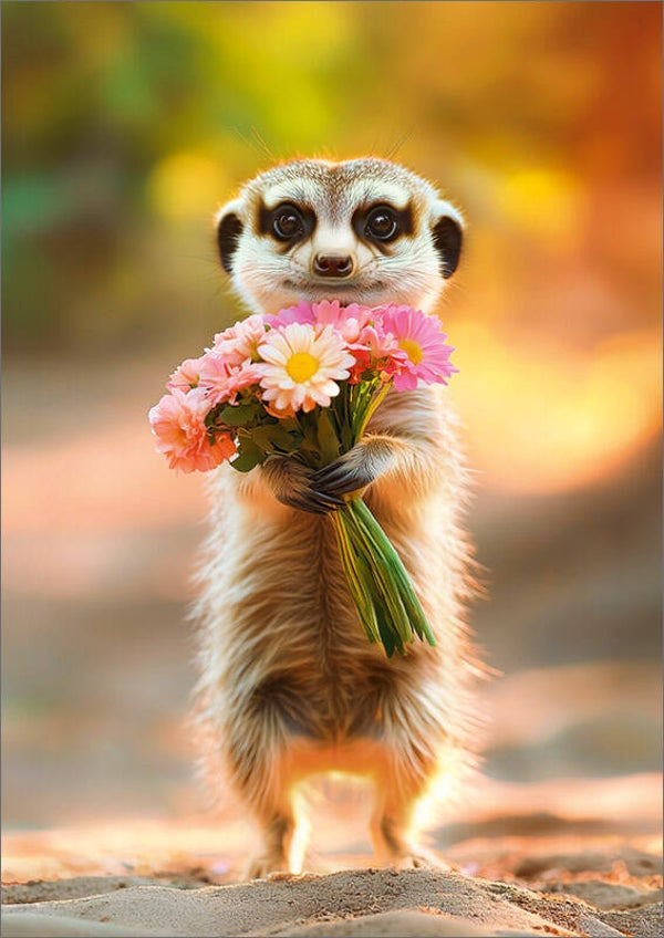 Beestje met bosje bloemen