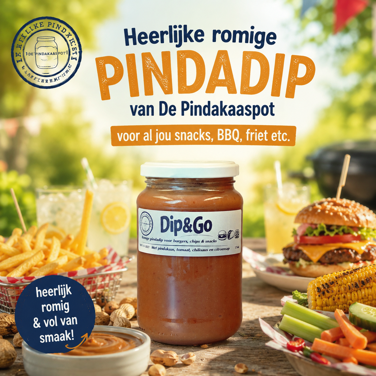 Dip & Go – Romige pindadip voor burgers, chips & snacks 375ml