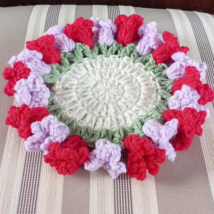 Loopy Bloom Coasters - Red and Purple