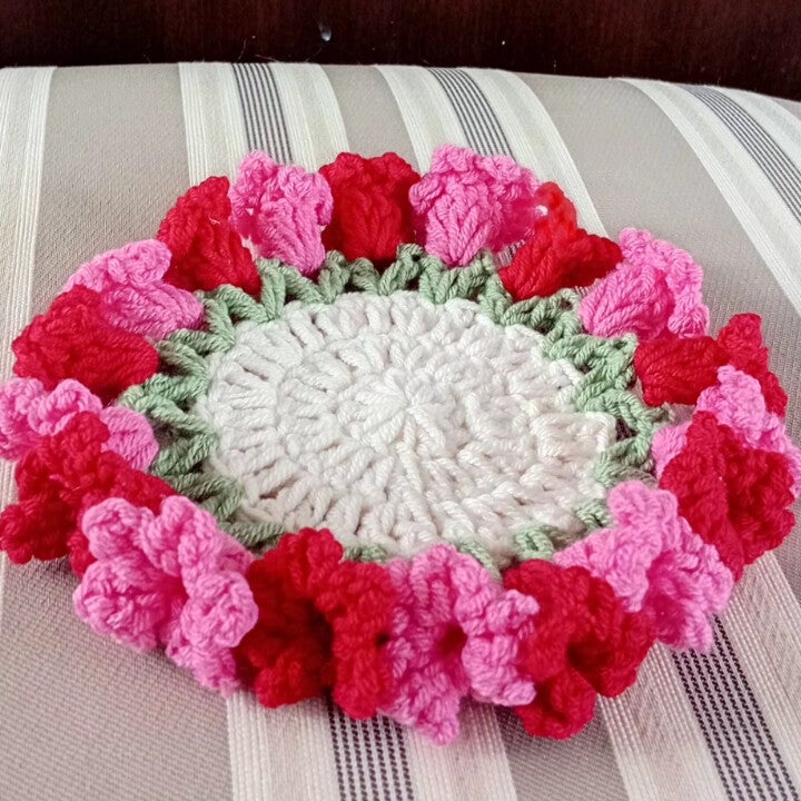 Loopy Bloom Coasters - Red and Pink