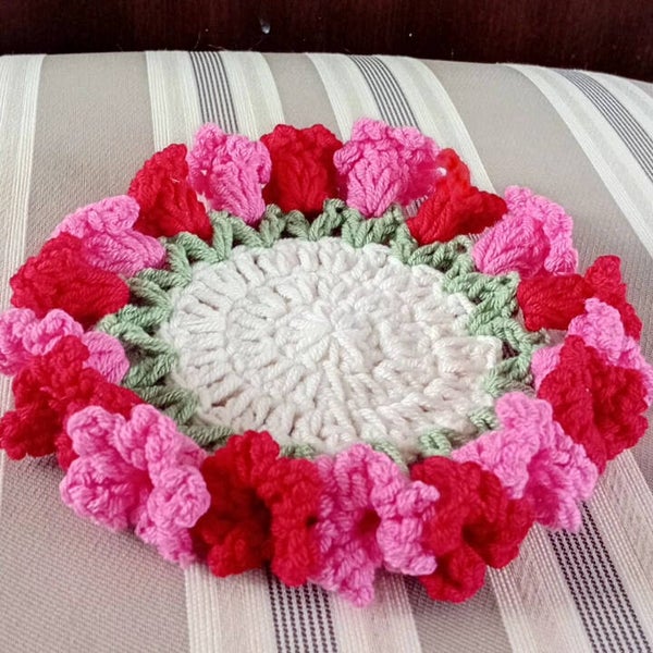 Loopy Bloom Coasters - Red and Pink