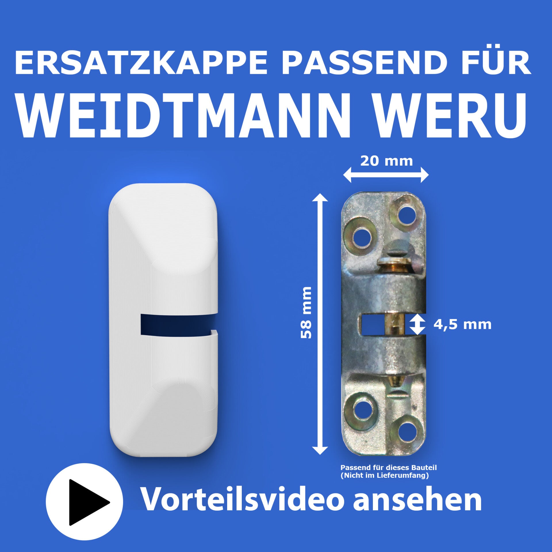 Abdeckkappe passend für Weidtmann Scherenlager 18,5 mm (WW) - Ersatzteil für Fensterbeschläge