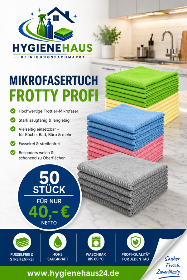 Mikrofasertücher 50 Stück Frotty  in fünf Farben