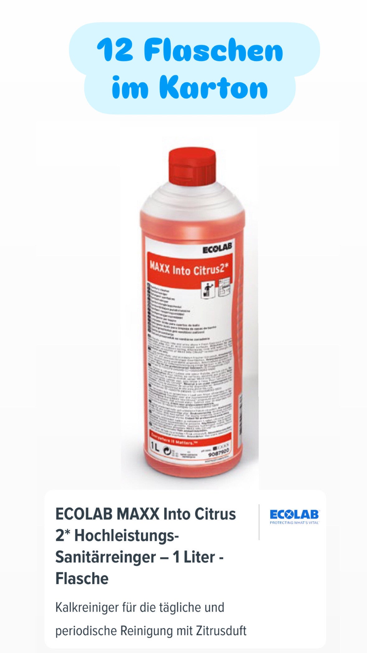 ECOLAB MAXX Into Citrus 2-Sanitärreinger 12 x 1 Liter