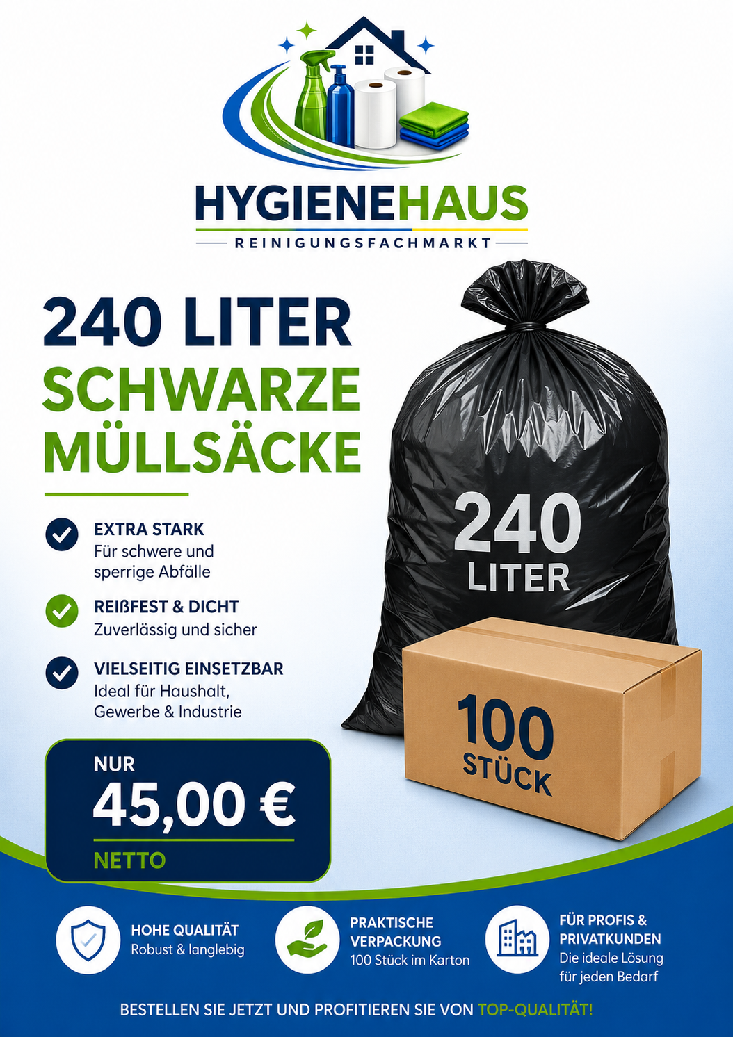 Müllsack 240 Liter 100 Säcke