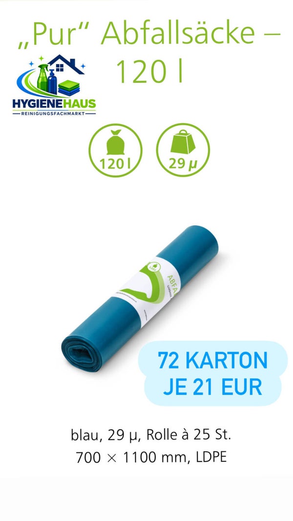 1 Palette Müllsack blau 120 Liter - 72 Karton