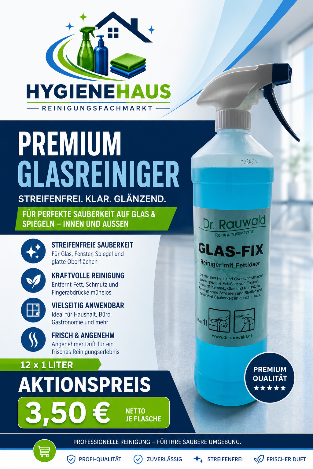 Dr. Rauwald Glasfix - 12 x 1 Liter mit Sprühkopf