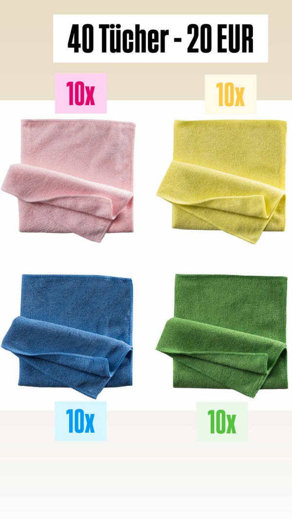 Mikrofasertuch light 4 Farben je 10 Stück