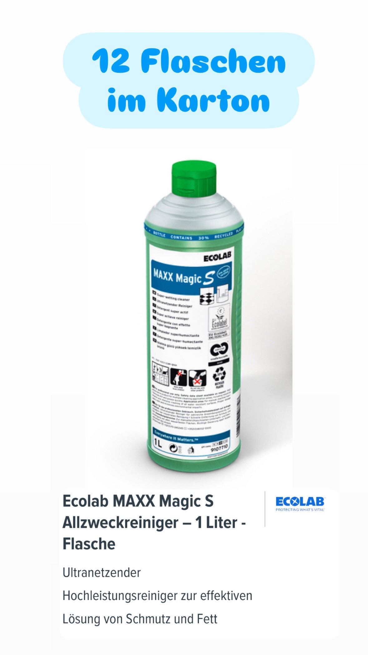 Ecolab MAXX Magic S Allzweckreiniger - 12 x 1 Liter