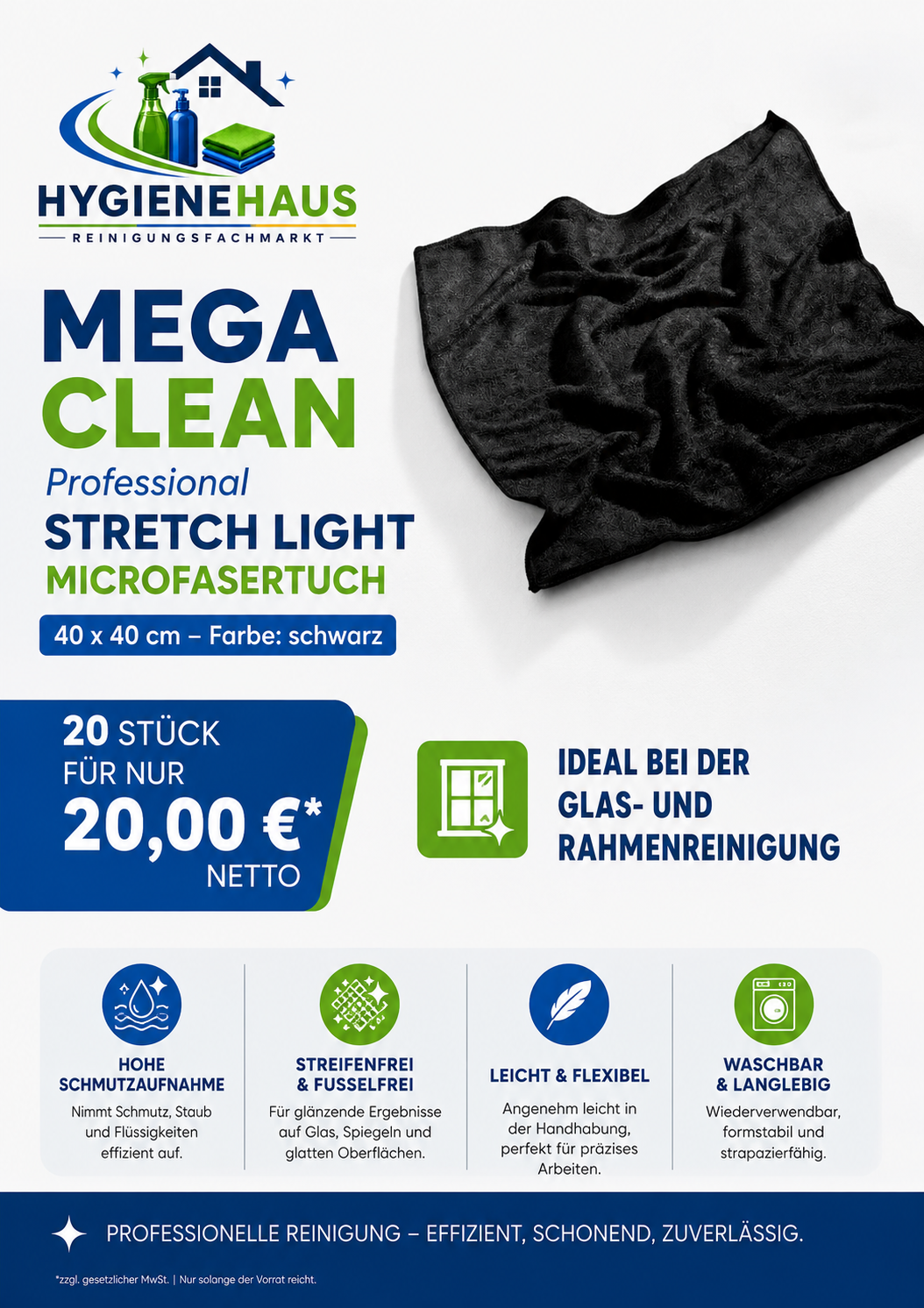 Mega Clean Mikrofaser Stretch schwarz