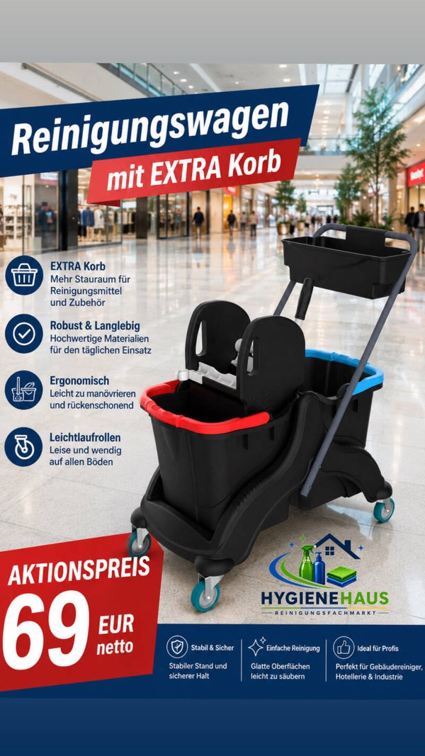 Doppelfahrwagen Black Line mit Korb