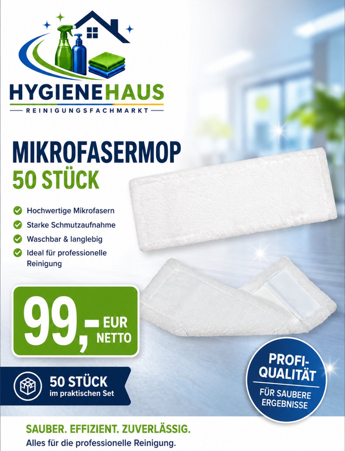 Mikrofaser Mopp weiss Profi - 50 Stück