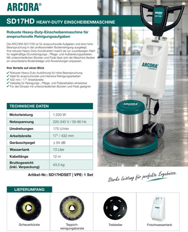 ARCORA SD17HD Einscheibenmaschine