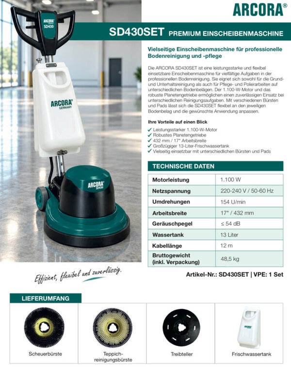 ARCORA SD430SET Einscheibenmaschine