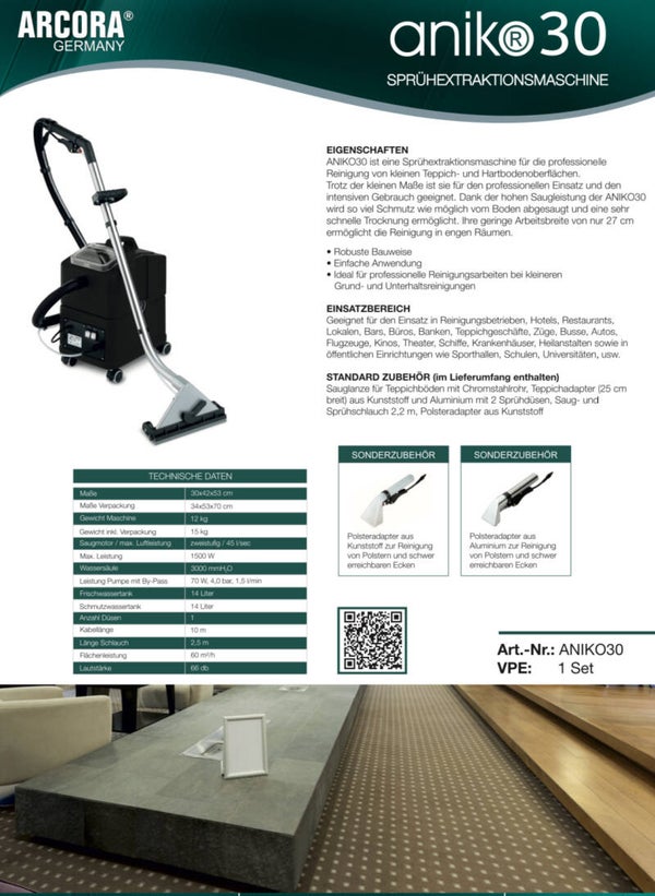 Arcora ANIKO 30  SPRÜHEXTRAKTIONSMASCHINE