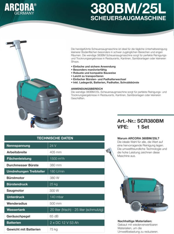 Arcora 380BM/25L Scheuersaugmaschine