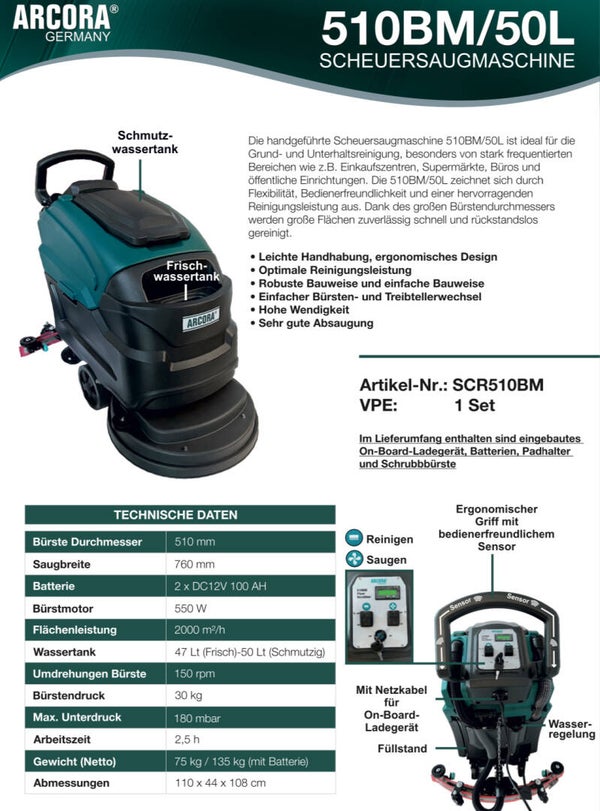 Arcora 510BM/50L Scheuersaugmaschine