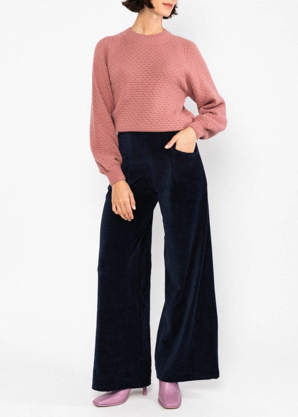 High waist trousers soft and fitted - Fun fair blue